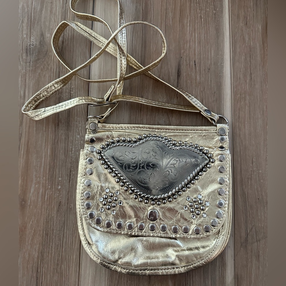 Vintage Andrea Carrano Gold Leather Crossbody